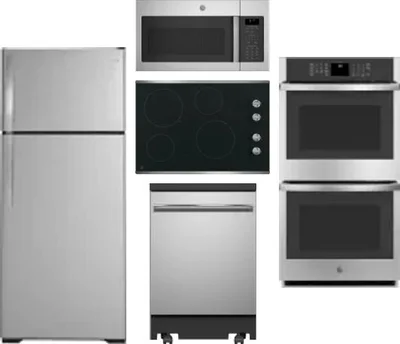 5 Piece Package Includes Refrigerator, Cooktop, Wall Oven, Microwave And Dishwasher