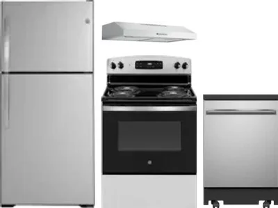 4 Piece Package Includes Refrigerator, Range, Hood And Dishwasher