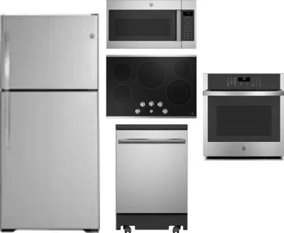 5 Piece Package Includes Refrigerator, Cooktop, Wall Oven, Microwave And Dishwasher