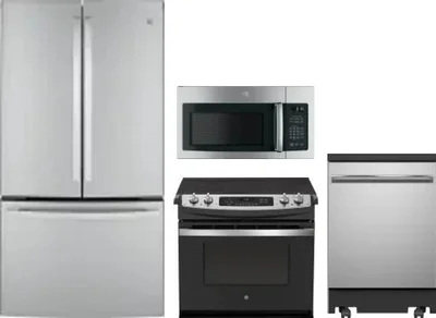 4 Piece Package Includes Refrigerator, Range, Microwave And Dishwasher