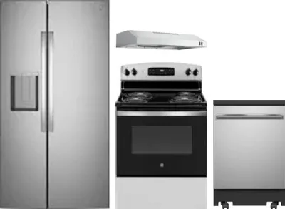 4 Piece Package Includes Refrigerator, Range, Hood And Dishwasher