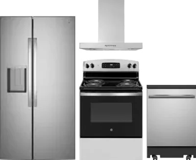 4 Piece Package Includes Refrigerator, Range, Hood And Dishwasher
