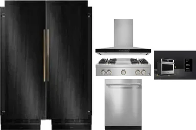6 Piece Package Includes Refrigerator, Freezer, Cooktop, Wall Oven, Hood And Dishwasher