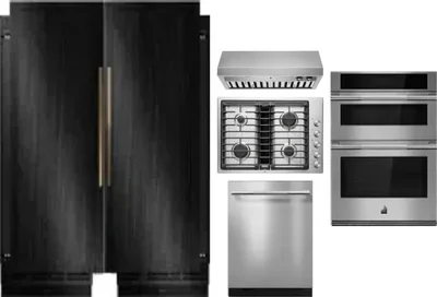 6 Piece Package Includes Refrigerator, Freezer, Cooktop, Wall Oven, Hood And Dishwasher