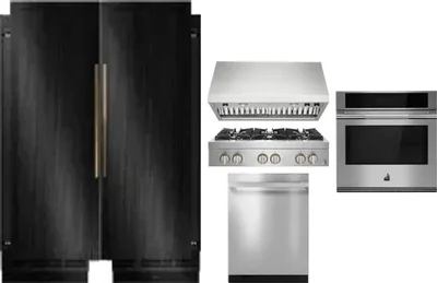 6 Piece Package Includes Refrigerator, Freezer, Cooktop, Wall Oven, Hood And Dishwasher