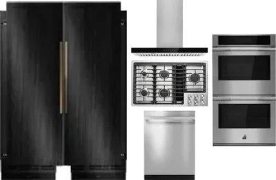 6 Piece Package Includes Refrigerator, Freezer, Cooktop, Wall Oven, Hood And Dishwasher