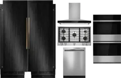 6 Piece Package Includes Refrigerator, Freezer, Cooktop, Wall Oven, Hood And Dishwasher
