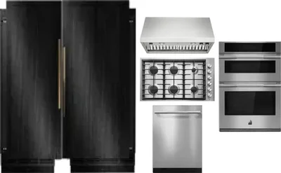 6 Piece Package Includes Refrigerator, Freezer, Cooktop, Wall Oven, Hood And Dishwasher