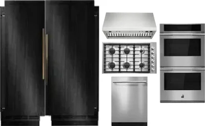 6 Piece Package Includes Refrigerator, Freezer, Cooktop, Wall Oven, Hood And Dishwasher