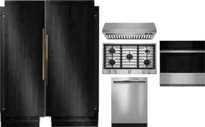 6 Piece Package Includes Refrigerator, Freezer, Cooktop, Wall Oven, Hood And Dishwasher