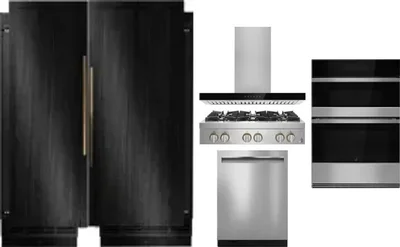 6 Piece Package Includes Refrigerator, Freezer, Cooktop, Wall Oven, Hood And Dishwasher