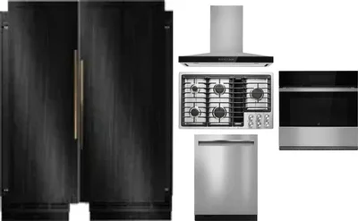 6 Piece Package Includes Refrigerator, Freezer, Cooktop, Wall Oven, Hood And Dishwasher
