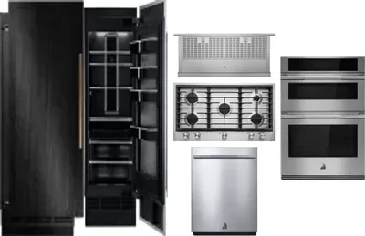 6 Piece Package Includes Refrigerator, Freezer, Cooktop, Wall Oven, Hood And Dishwasher