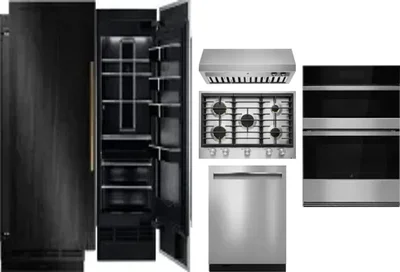 6 Piece Package Includes Refrigerator, Freezer, Cooktop, Wall Oven, Hood And Dishwasher