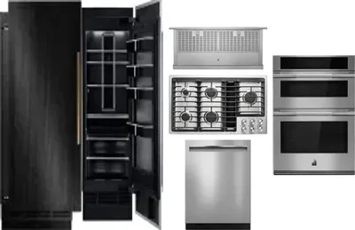 6 Piece Package Includes Refrigerator, Freezer, Cooktop, Wall Oven, Hood And Dishwasher