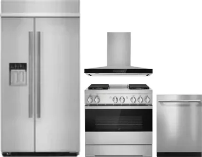 4 Piece Package Includes Refrigerator, Range, Hood And Dishwasher