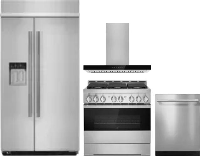4 Piece Package Includes Refrigerator, Range, Hood And Dishwasher