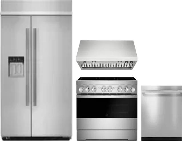 4 Piece Package Includes Refrigerator, Range, Hood And Dishwasher