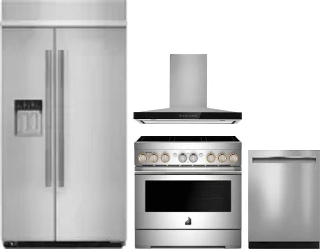 4 Piece Package Includes Refrigerator, Range, Hood And Dishwasher