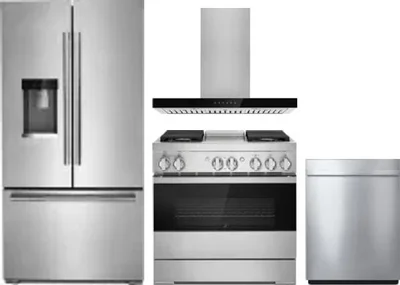 4 Piece Package Includes Refrigerator, Range, Hood And Dishwasher
