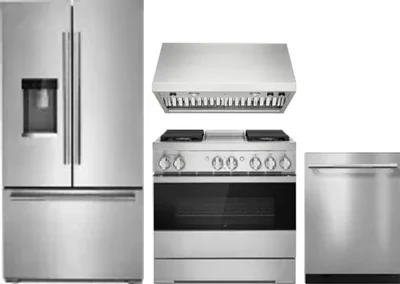 4 Piece Package Includes Refrigerator, Range, Hood And Dishwasher