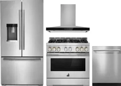 4 Piece Package Includes Refrigerator, Range, Hood And Dishwasher