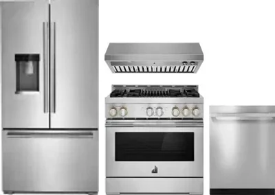 4 Piece Package Includes Refrigerator, Range, Hood And Dishwasher