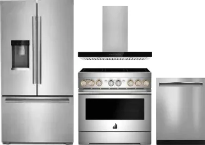 4 Piece Package Includes Refrigerator, Range, Hood And Dishwasher