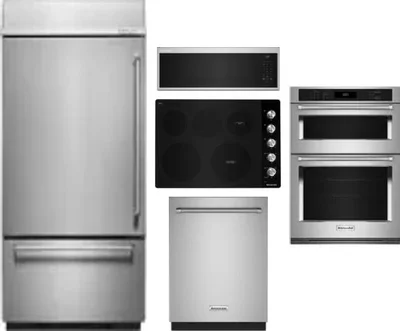 5 Piece Package Includes Refrigerator, Cooktop, Wall Oven, Microwave And Dishwasher