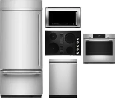 5 Piece Package Includes Refrigerator, Cooktop, Wall Oven, Microwave And Dishwasher