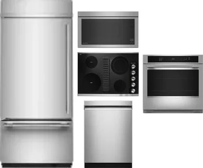 5 Piece Package Includes Refrigerator, Cooktop, Wall Oven, Microwave And Dishwasher