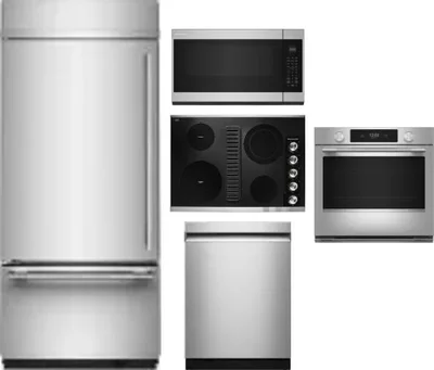 5 Piece Package Includes Refrigerator, Cooktop, Wall Oven, Microwave And Dishwasher