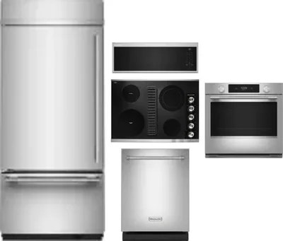 5 Piece Package Includes Refrigerator, Cooktop, Wall Oven, Microwave And Dishwasher