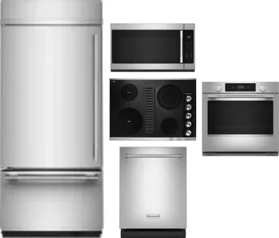 5 Piece Package Includes Refrigerator, Cooktop, Wall Oven, Microwave And Dishwasher