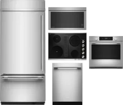 5 Piece Package Includes Refrigerator, Cooktop, Wall Oven, Microwave And Dishwasher
