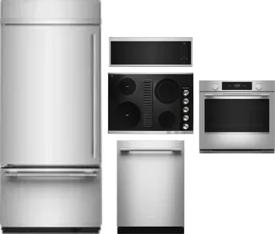 5 Piece Package Includes Refrigerator, Cooktop, Wall Oven, Microwave And Dishwasher
