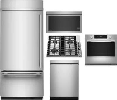 5 Piece Package Includes Refrigerator, Cooktop, Wall Oven, Microwave And Dishwasher