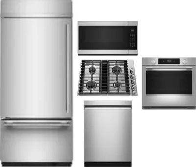 5 Piece Package Includes Refrigerator, Cooktop, Wall Oven, Microwave And Dishwasher