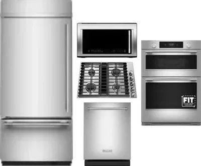 5 Piece Package Includes Refrigerator, Cooktop, Wall Oven, Microwave And Dishwasher