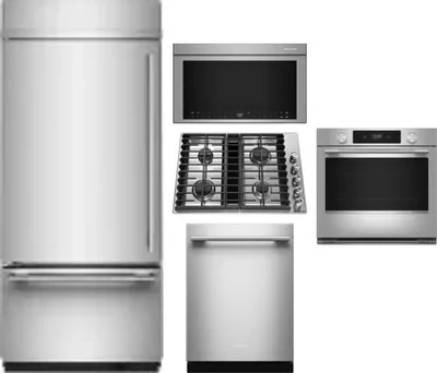 5 Piece Package Includes Refrigerator, Cooktop, Wall Oven, Microwave And Dishwasher