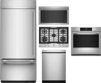 5 Piece Package Includes Refrigerator, Cooktop, Wall Oven, Microwave And Dishwasher