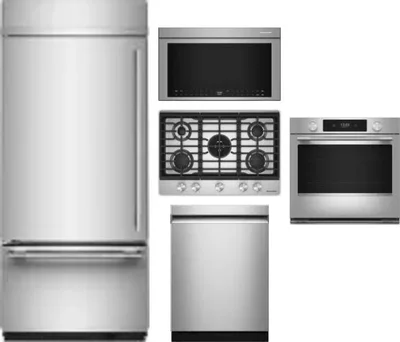 5 Piece Package Includes Refrigerator, Cooktop, Wall Oven, Microwave And Dishwasher
