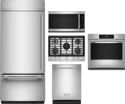 5 Piece Package Includes Refrigerator, Cooktop, Wall Oven, Microwave And Dishwasher