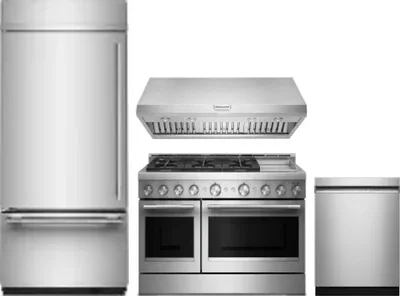4 Piece Package Includes Refrigerator, Range, Hood And Dishwasher