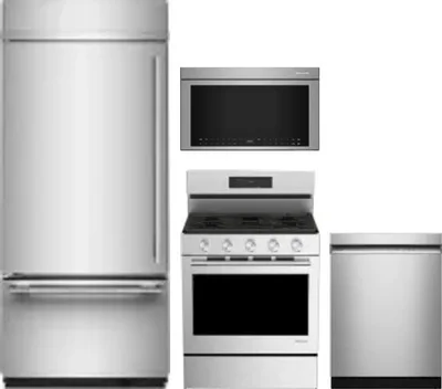 4 Piece Package Includes Refrigerator, Range, Microwave And Dishwasher