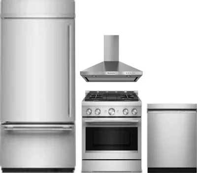4 Piece Package Includes Refrigerator, Range, Hood And Dishwasher