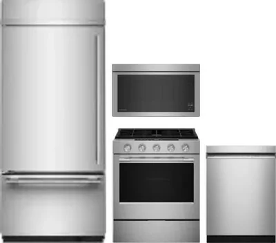 4 Piece Package Includes Refrigerator, Range, Microwave And Dishwasher
