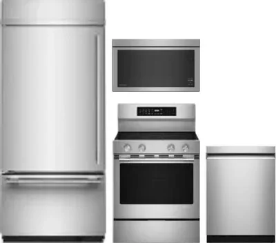 4 Piece Package Includes Refrigerator, Range, Microwave And Dishwasher