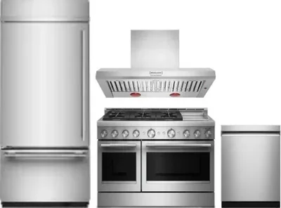 4 Piece Package Includes Refrigerator, Range, Hood And Dishwasher