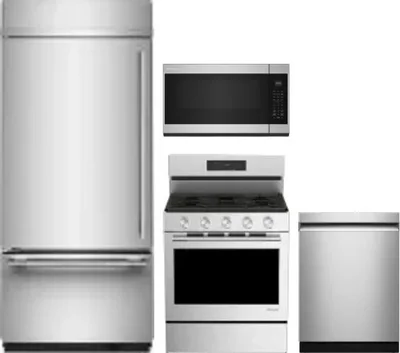 4 Piece Package Includes Refrigerator, Range, Microwave And Dishwasher